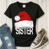 Christmas Santa Hat Sister Women's T-Shirt thumb 3