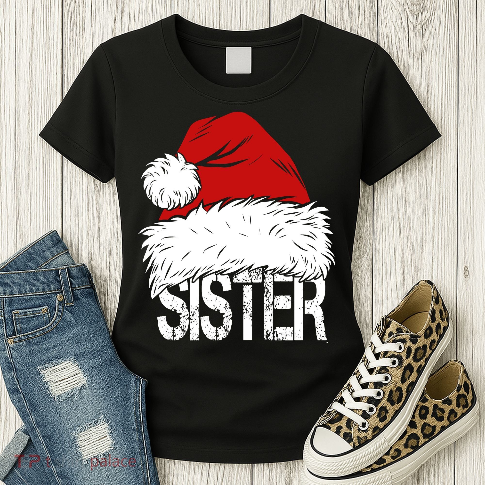 Christmas Santa Hat Sister Women's T-Shirt