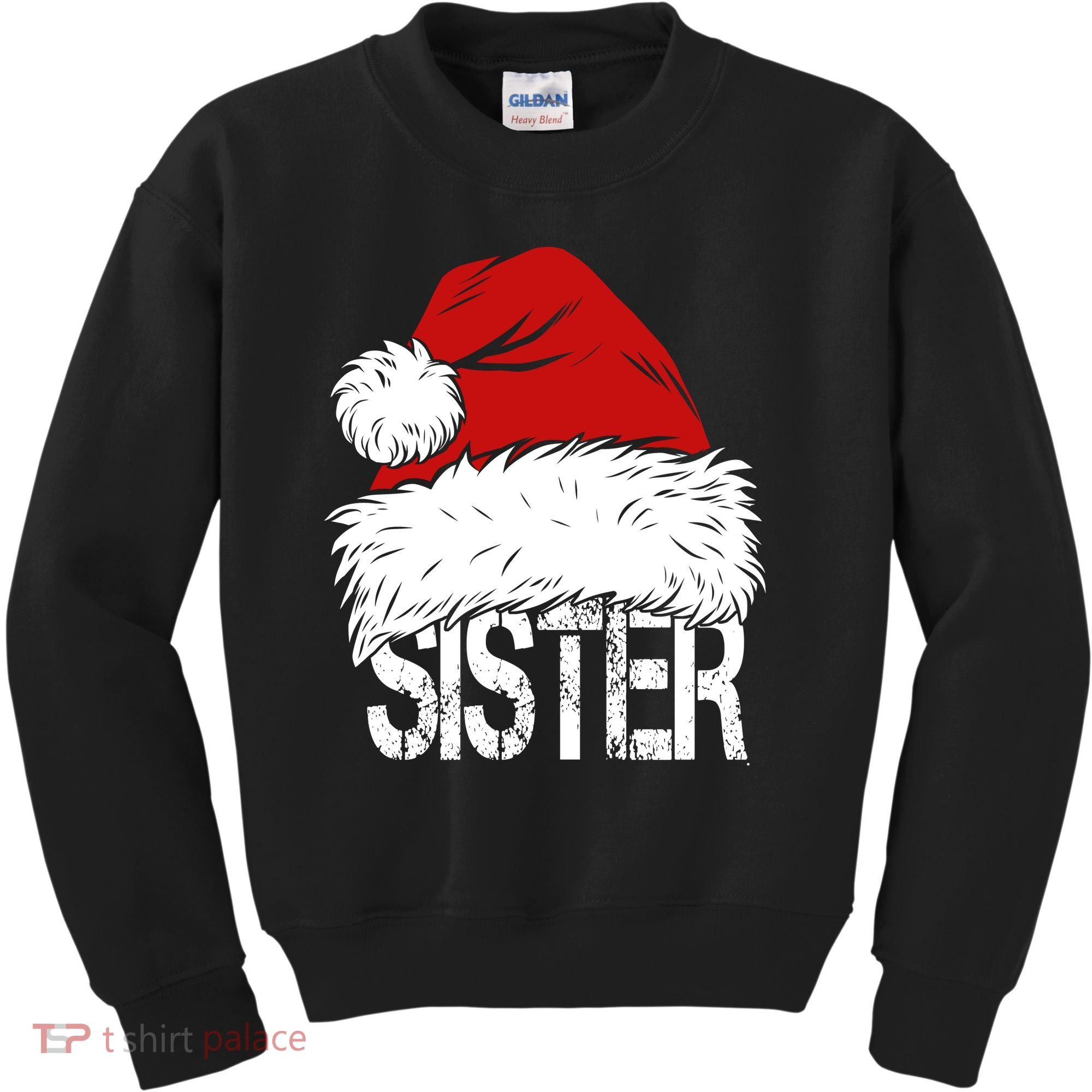 Christmas Santa Hat Sister Kids Sweatshirt