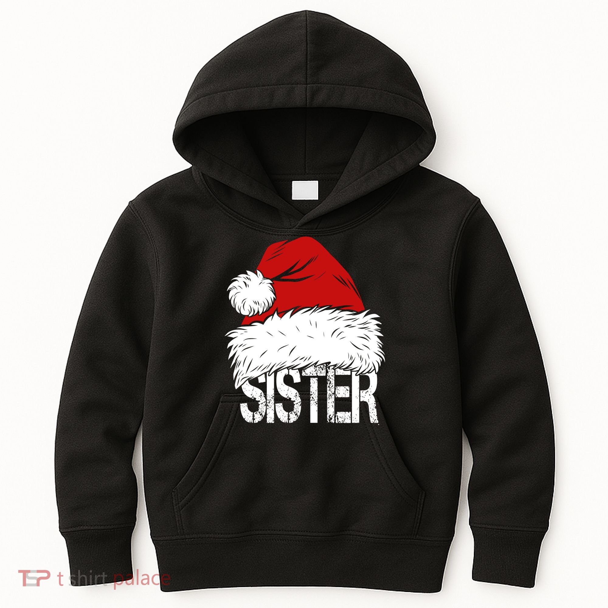 Christmas Santa Hat Sister Kids Hoodie