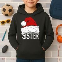 Christmas Santa Hat Sister Kids Hoodie thumb 2