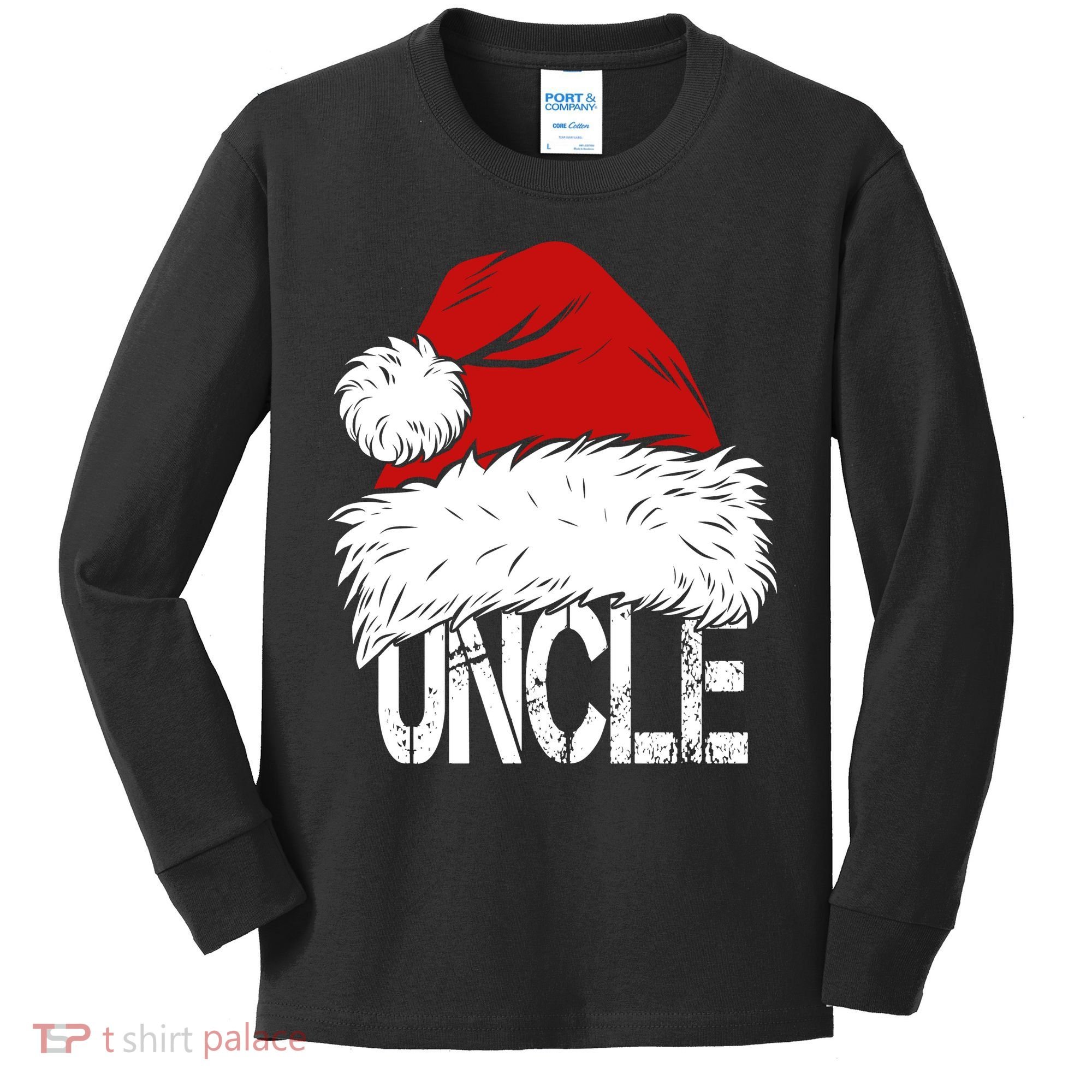 Christmas Santa Hat Uncle Kids Long Sleeve Shirt