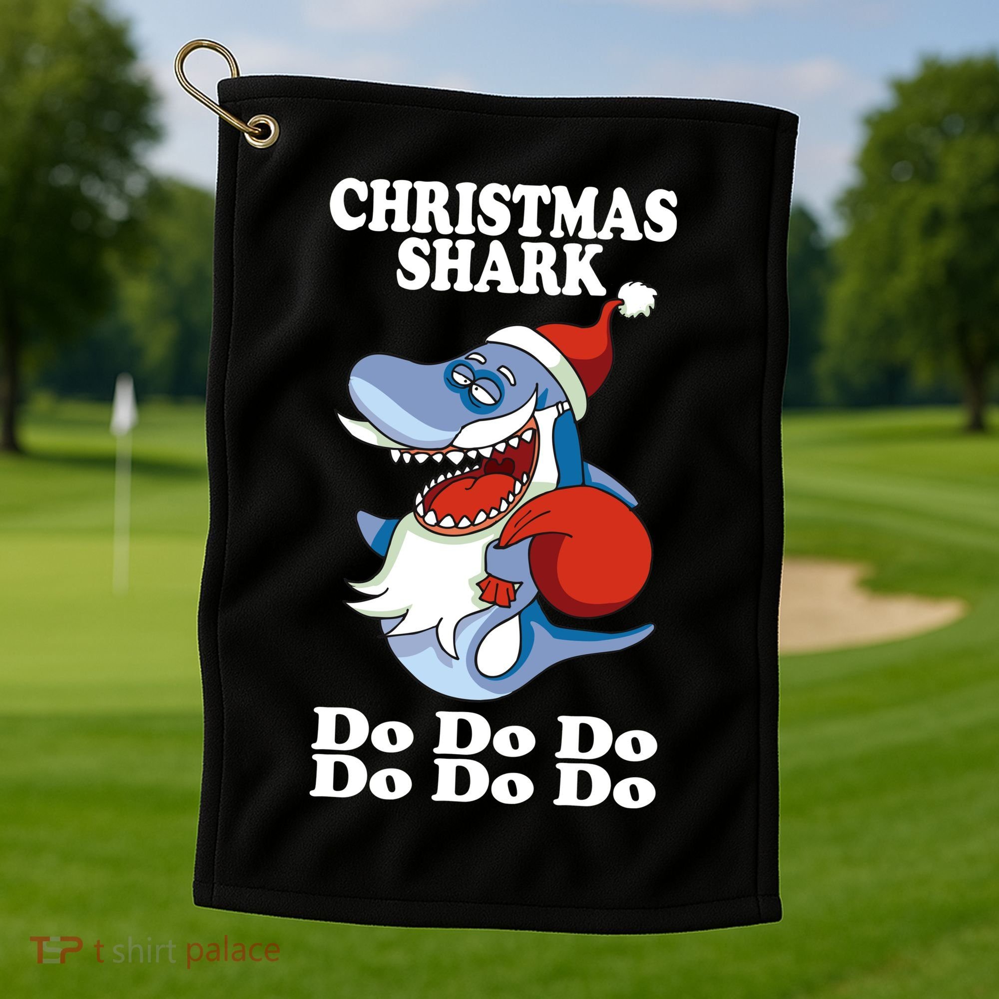 Christmas Santa Shark Do Do Do Golf Towel