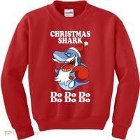 Christmas Santa Shark Do Do Do Kids Sweatshirt thumb 0