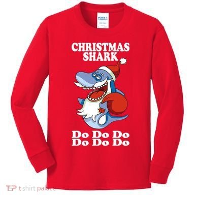 Christmas Santa Shark Do Do Do Kids Long Sleeve Shirt