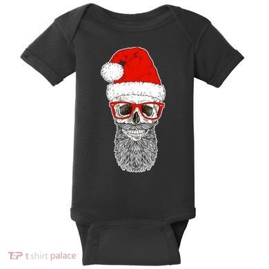 Christmas Santa Skull Baby Bodysuit