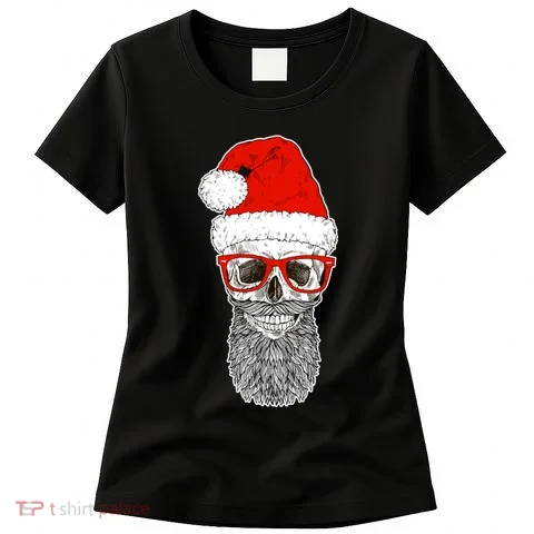 Christmas Santa Skull Women's T-Shirt in the selected color