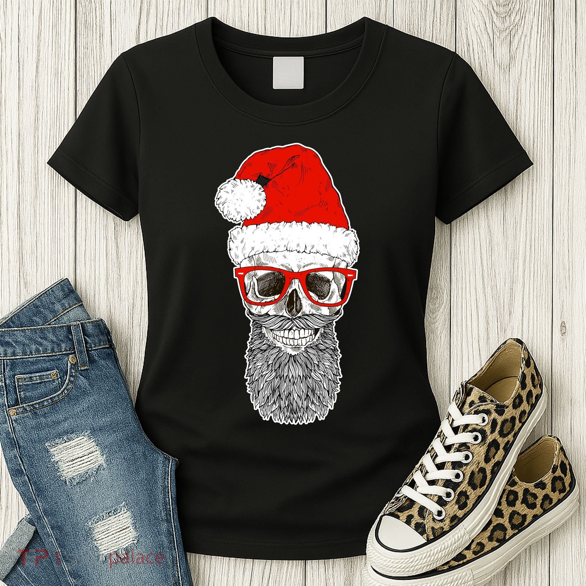 Christmas Santa Skull Women's T-Shirt