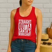 Christmas Straight Outta Santa's Workshop Women's Tank Top thumb 2