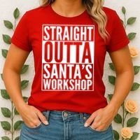 Christmas Straight Outta Santa's Workshop Women's T-Shirt thumb 2