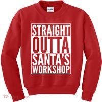 Christmas Straight Outta Santa's Workshop Kids Sweatshirt thumb 0
