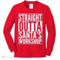 Christmas Straight Outta Santa's Workshop Kids Long Sleeve Shirt thumb 0