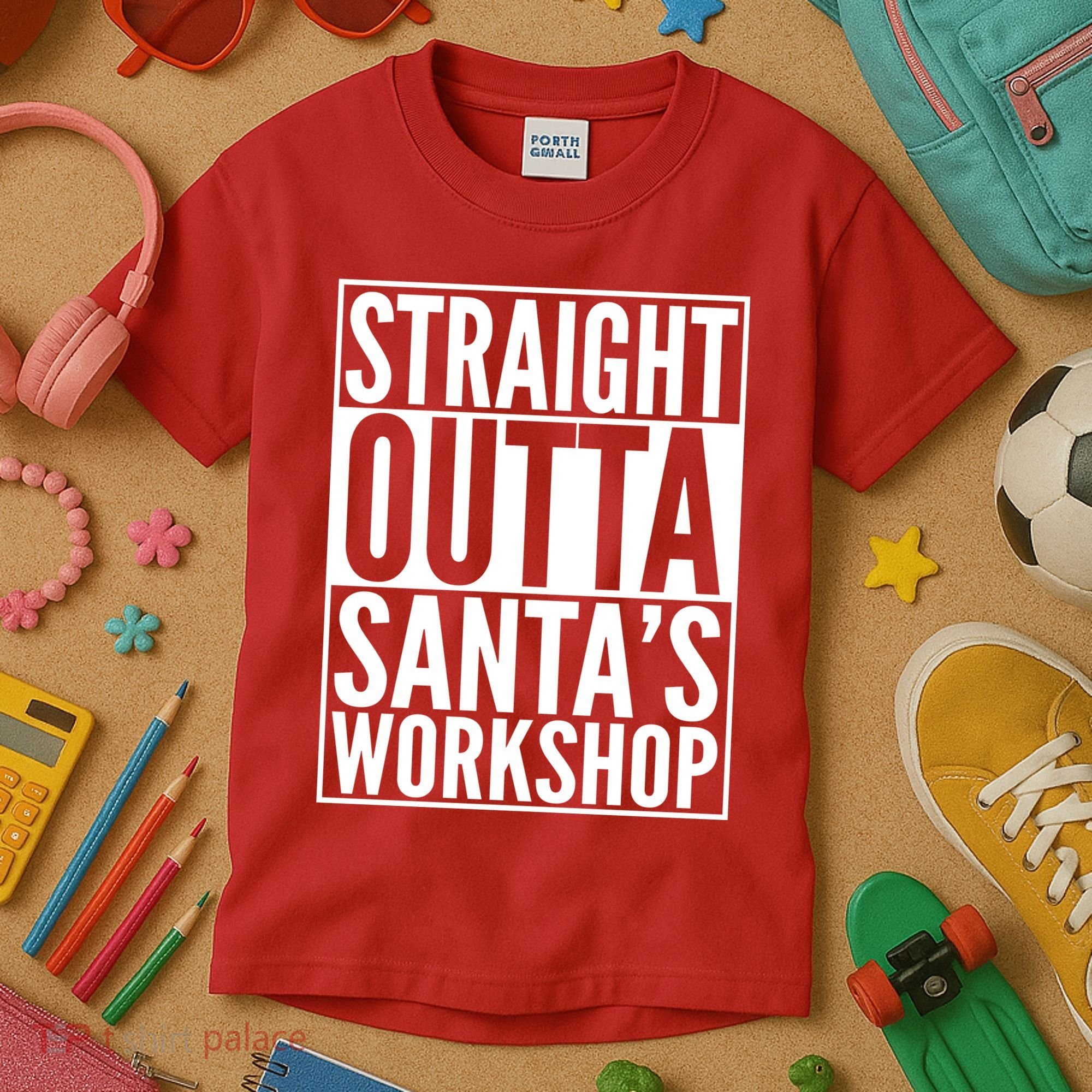 Christmas Straight Outta Santa's Workshop Kids T-Shirt