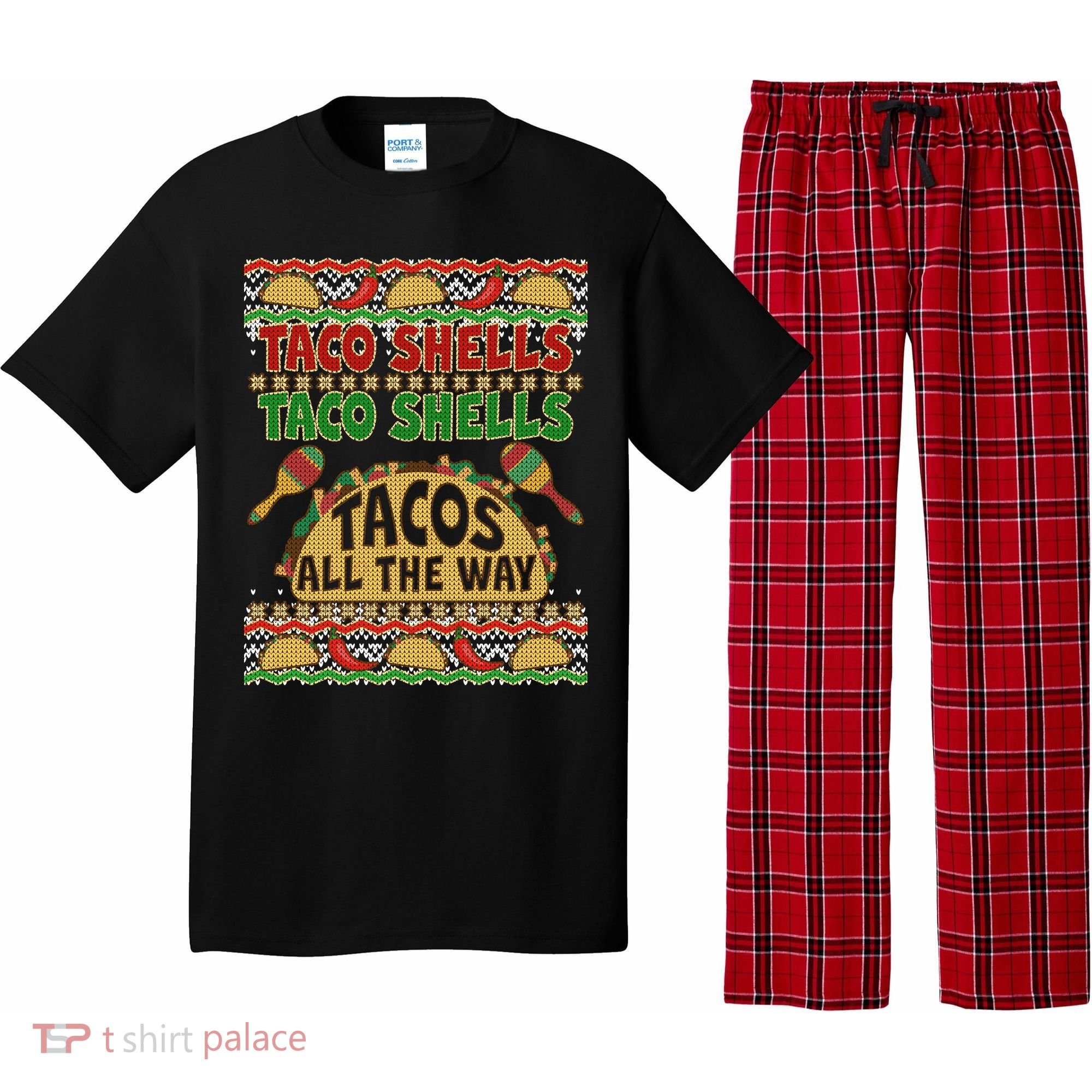 Christmas Tacos All The Way Ugly Sweater Pajama Set