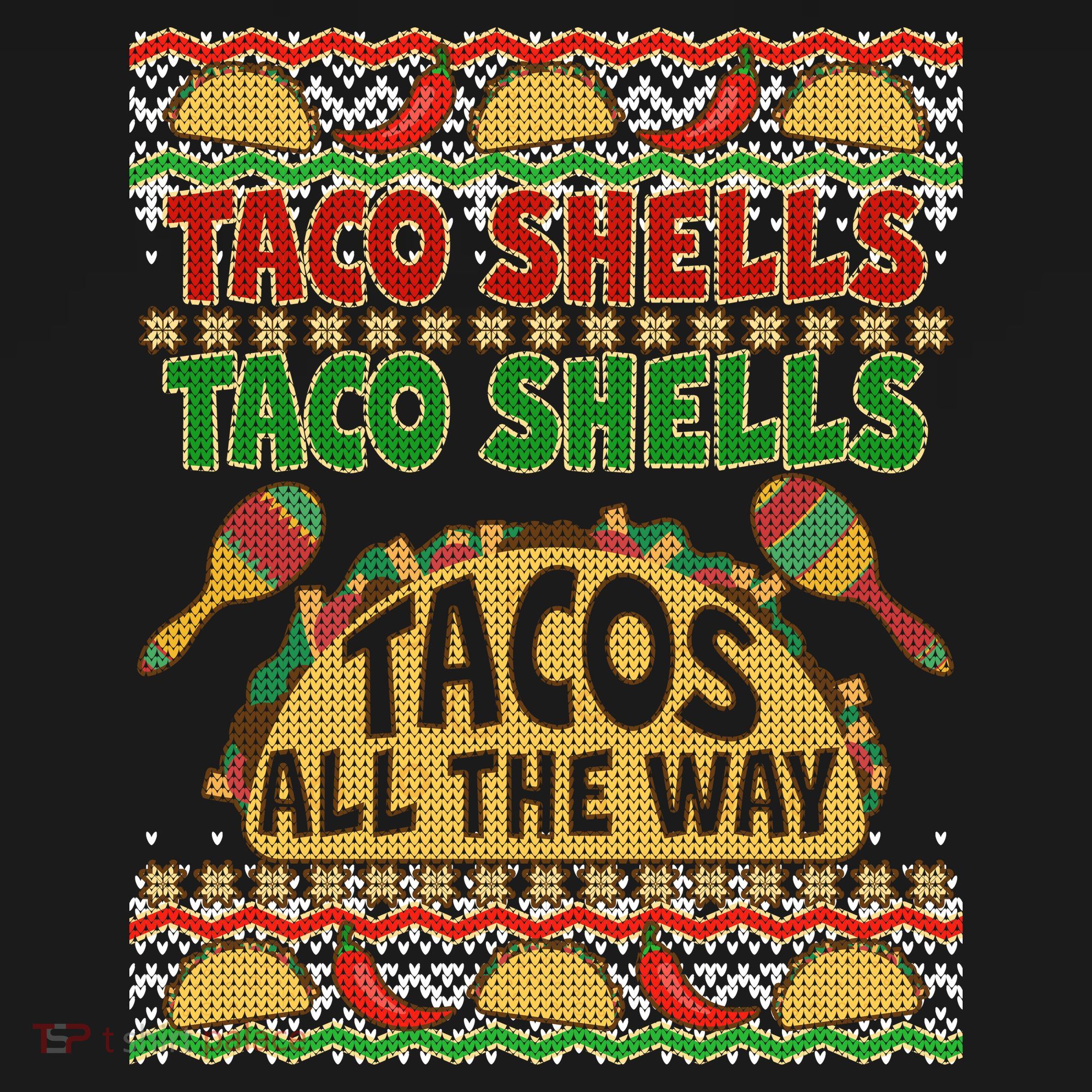Christmas Tacos All The Way Ugly Sweater Polo