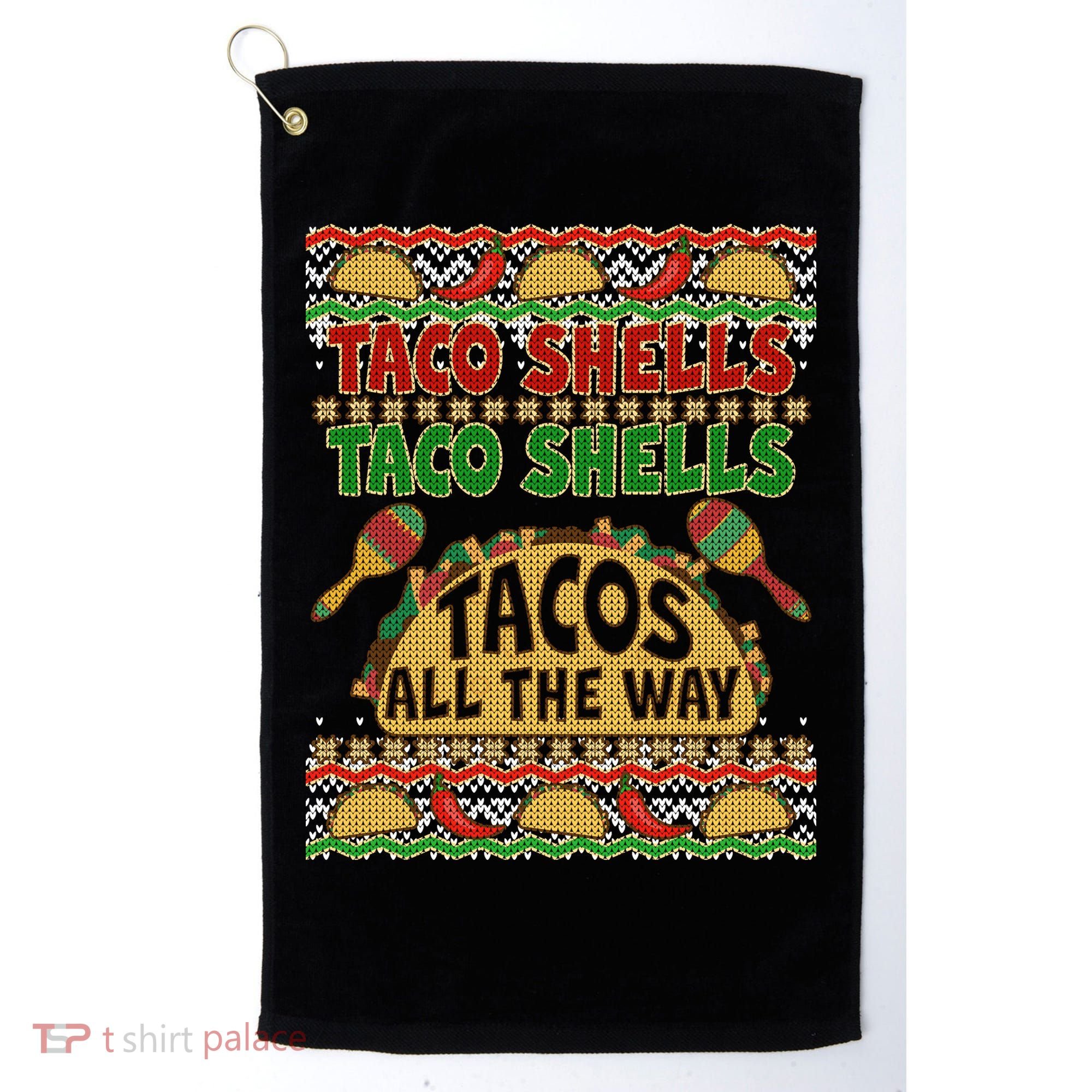 Christmas Tacos All The Way Ugly Sweater Golf Towel