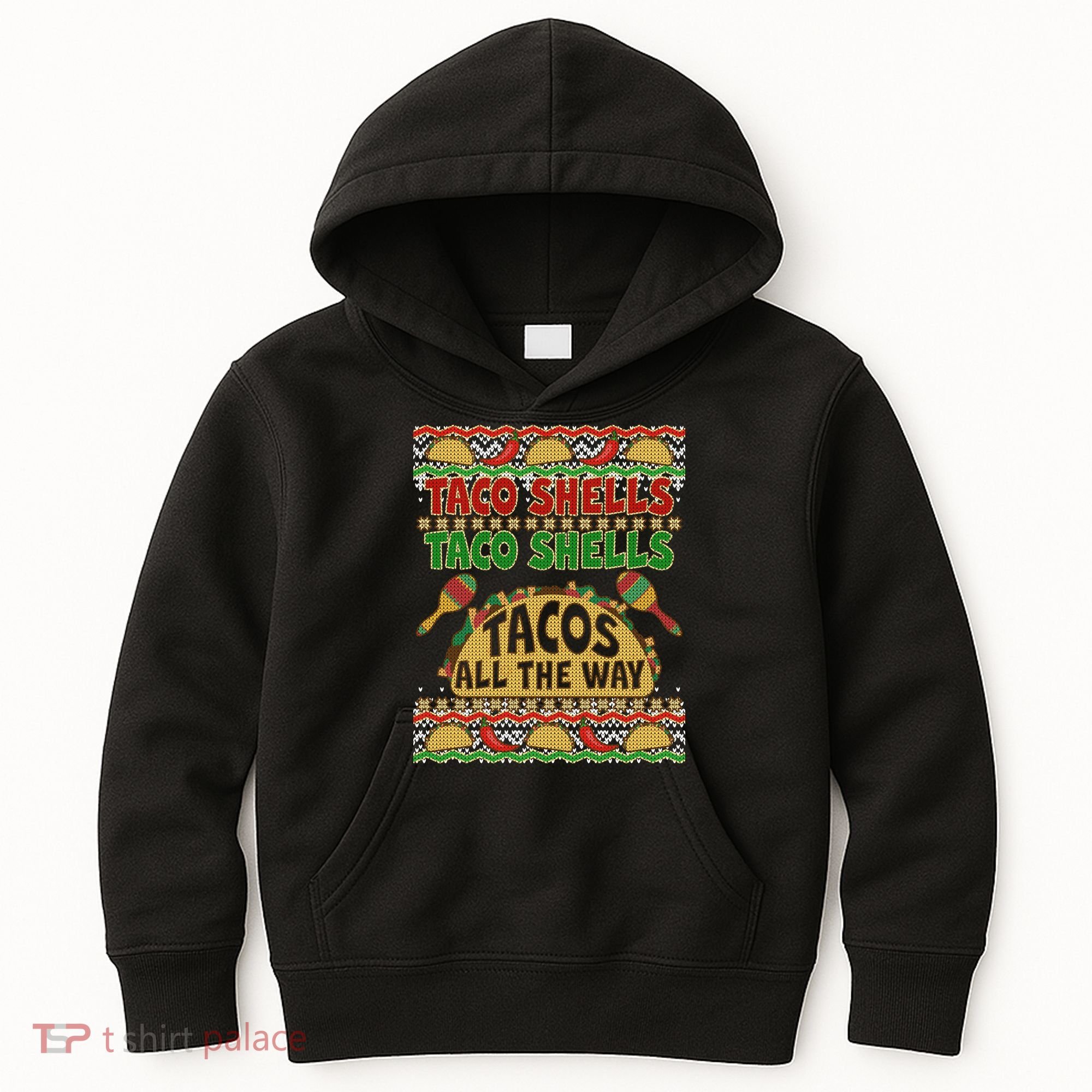 Christmas Tacos All The Way Ugly Sweater Kids Hoodie