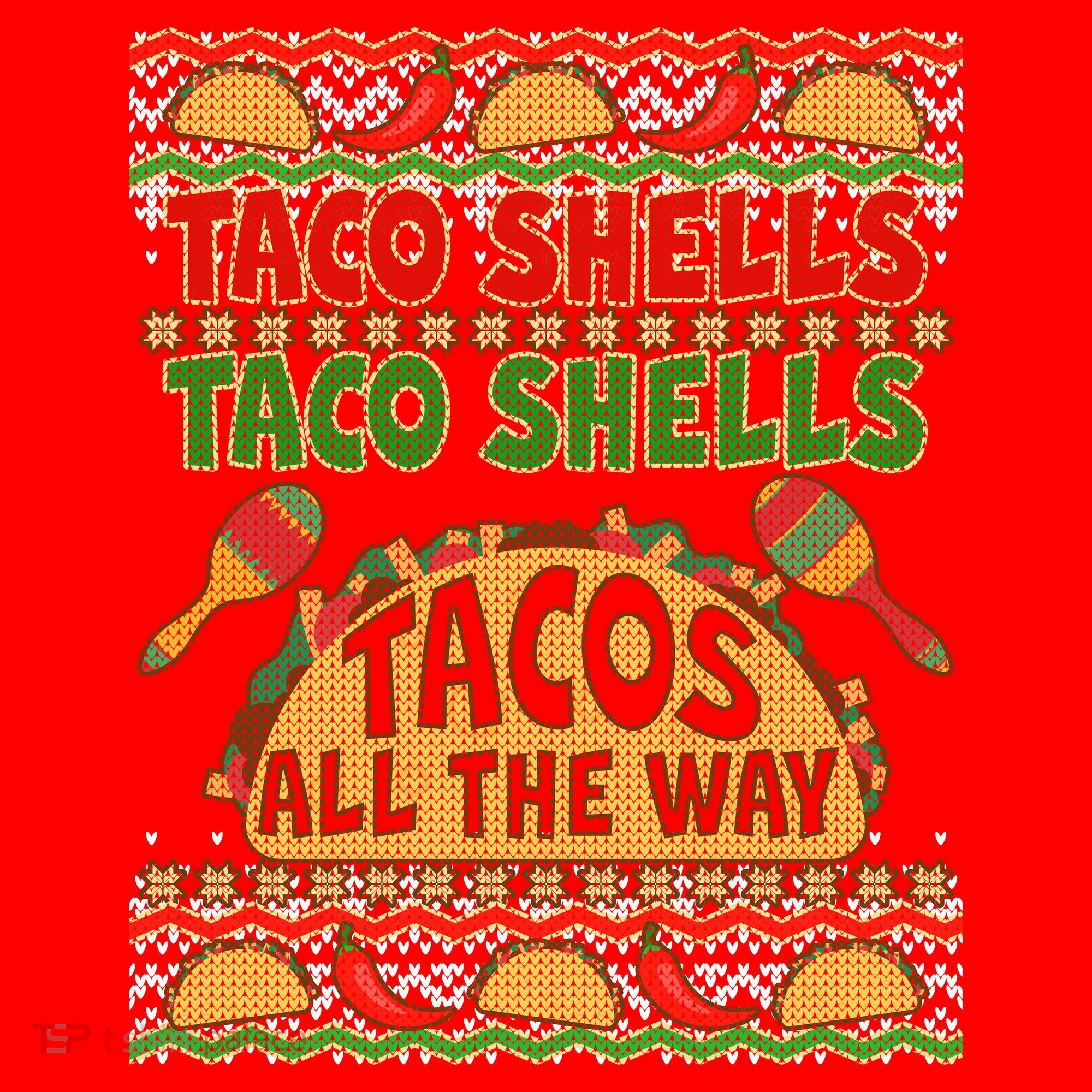 Christmas Tacos All The Way Ugly Sweater Santa Hat