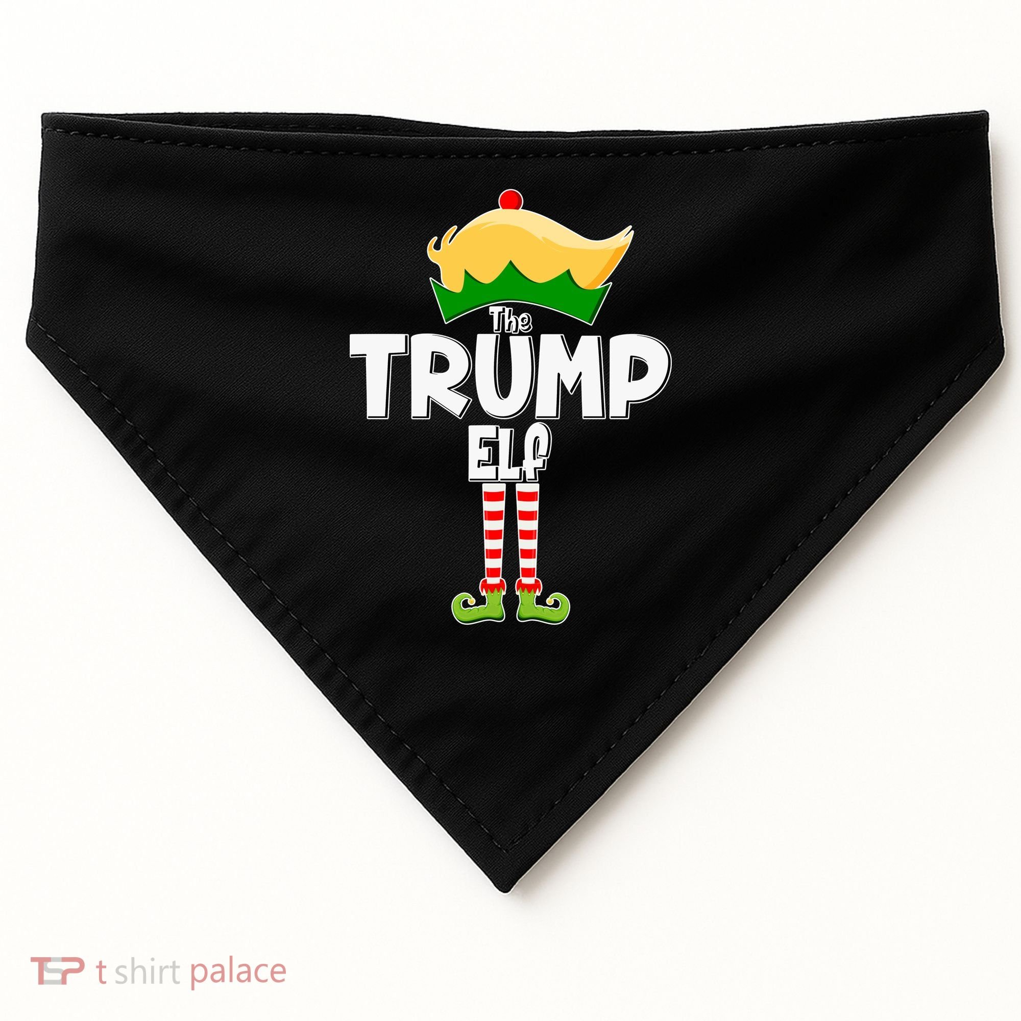 Christmas The Trump Elf  Funny USA-Made Doggie Bandana