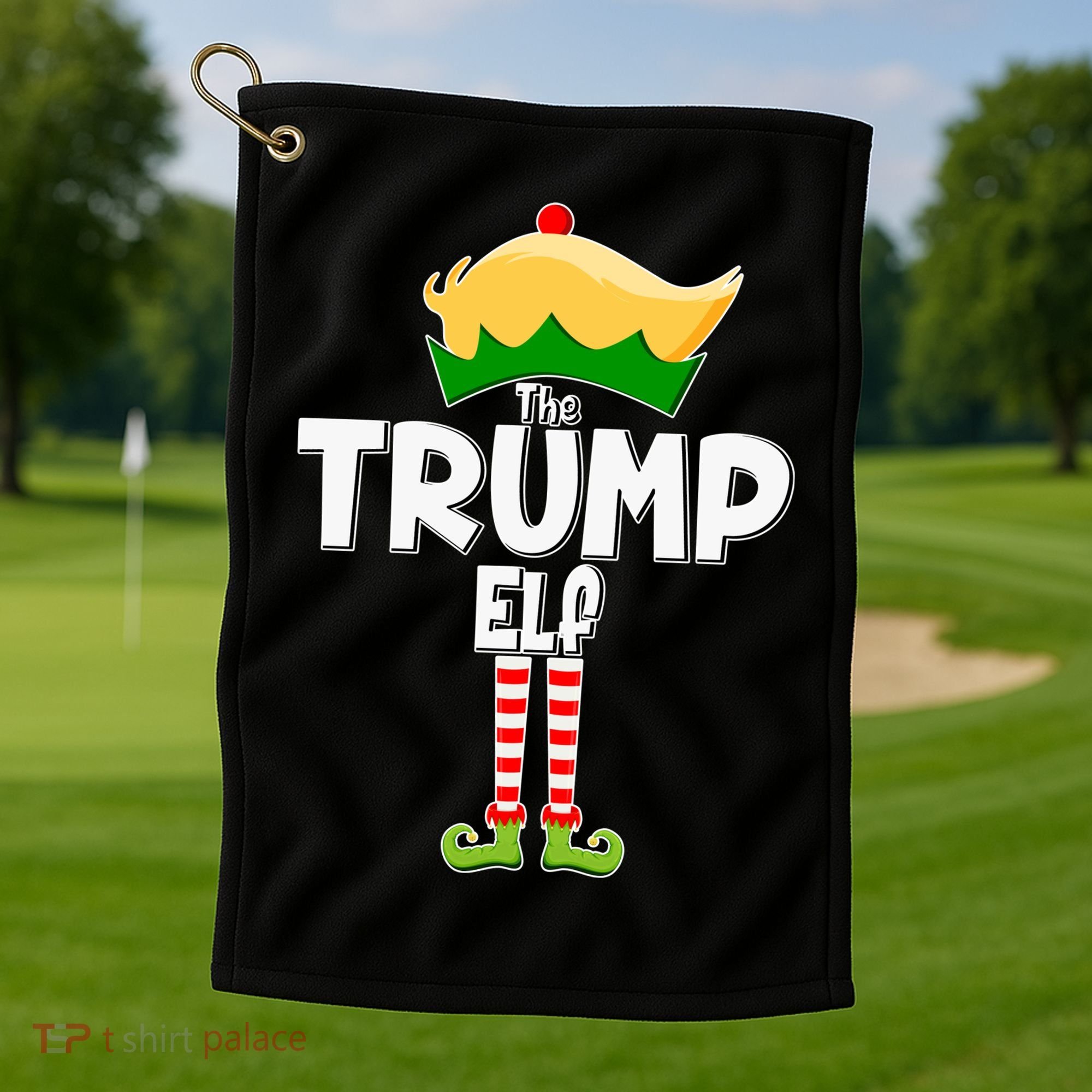 Christmas The Trump Elf  Funny Golf Towel