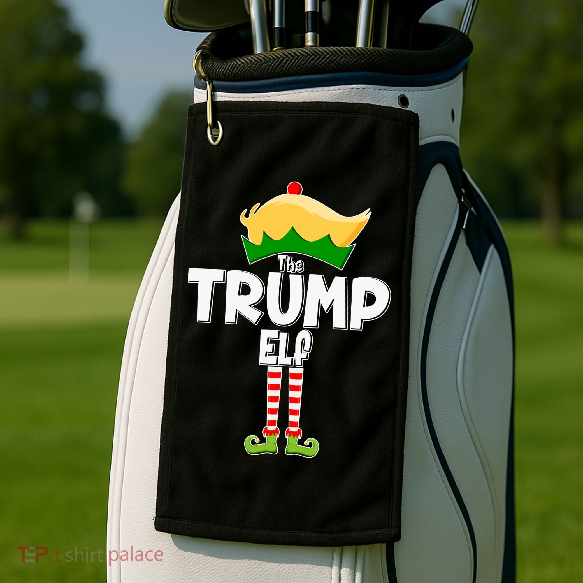 Christmas The Trump Elf  Funny Golf Towel