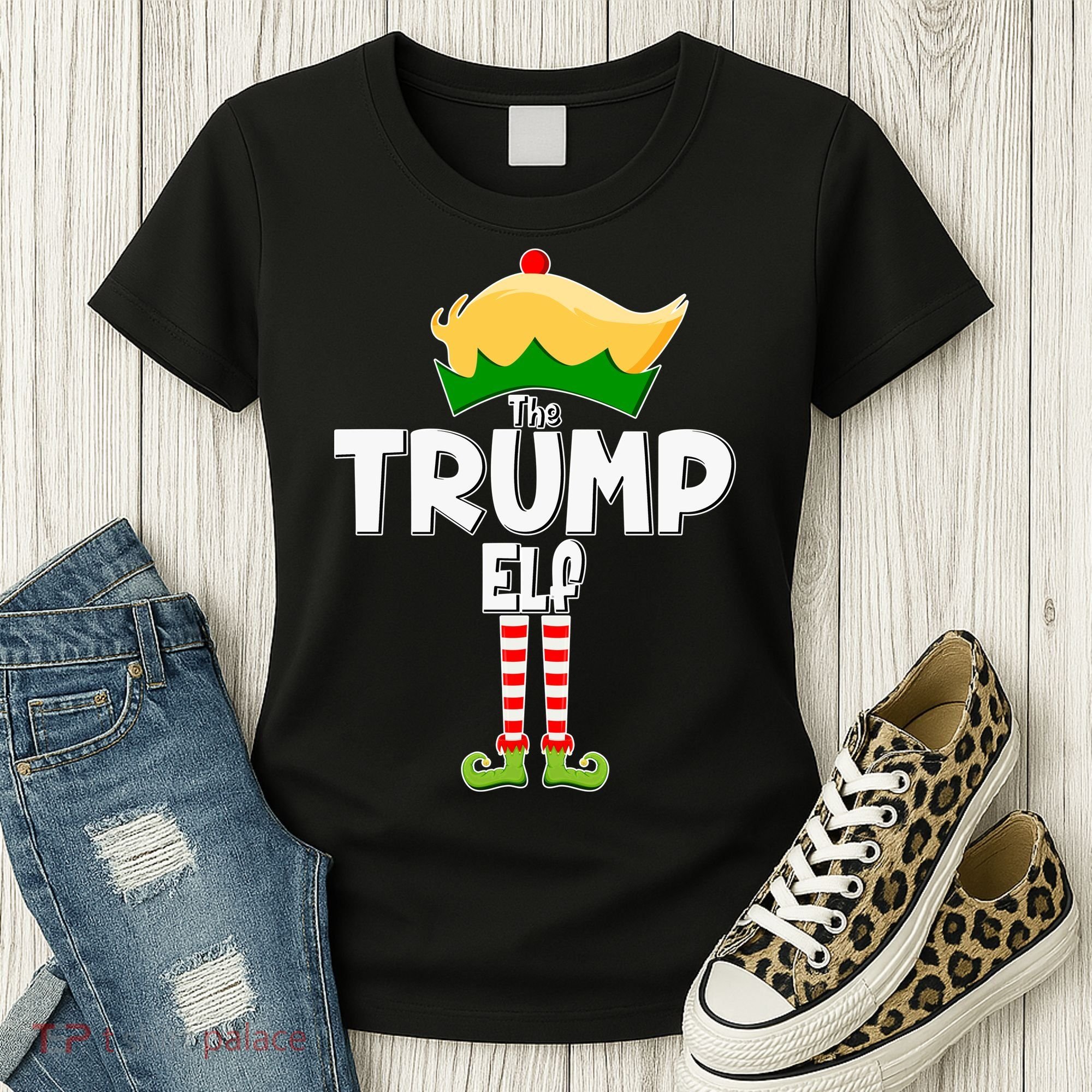 Christmas The Trump Elf  Funny Women's T-Shirt