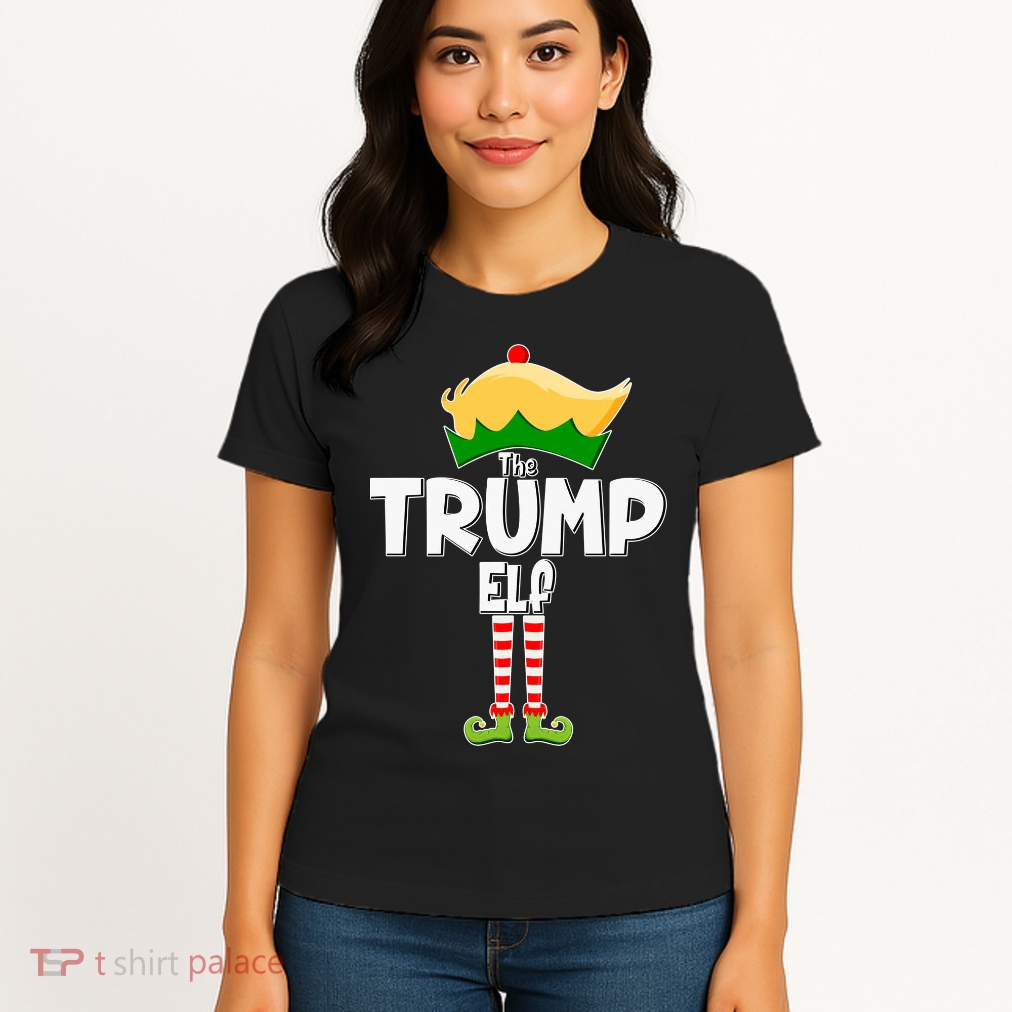 Christmas The Trump Elf  Funny Women's T-Shirt