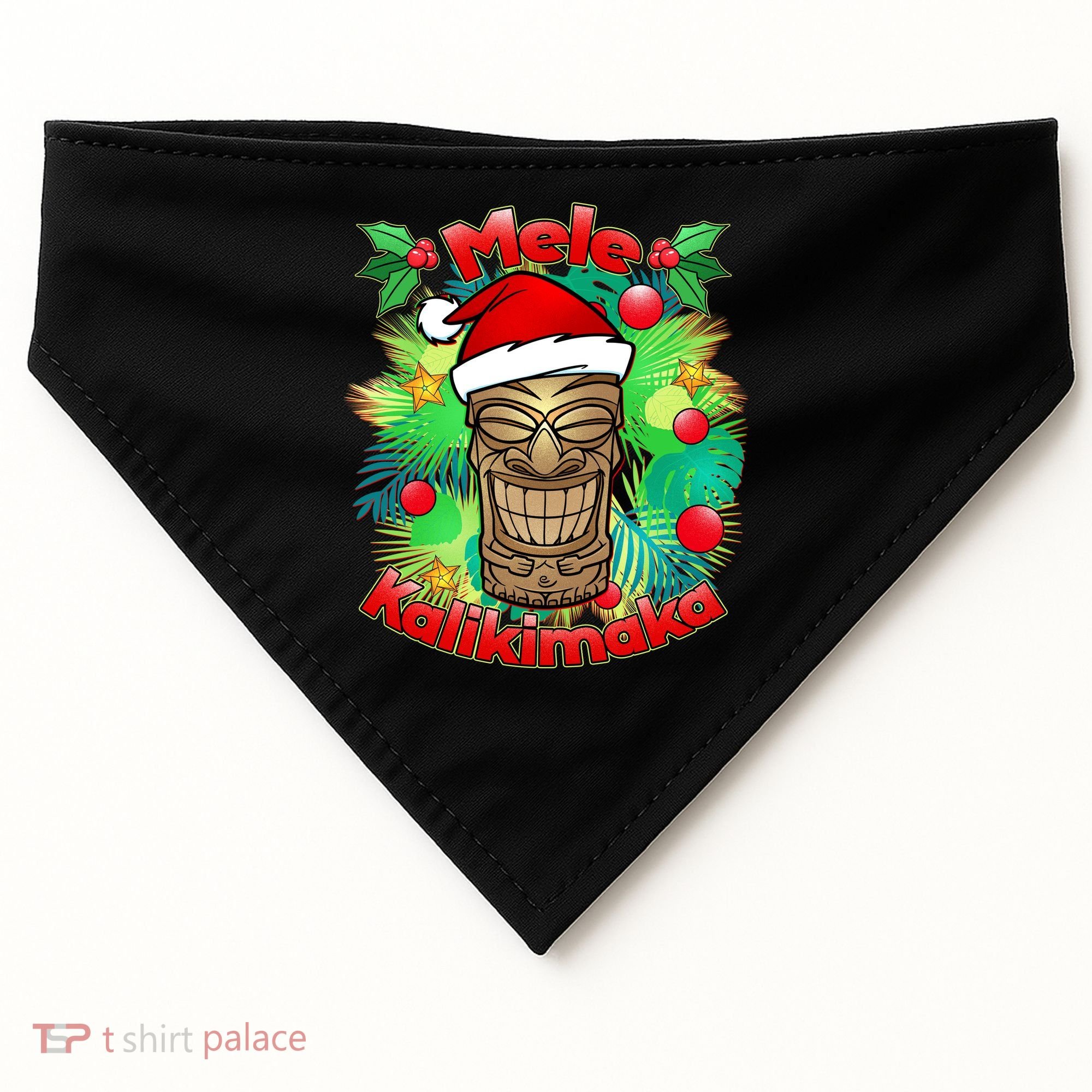 Christmas Tiki Mele Kalikimaka USA-Made Doggie Bandana