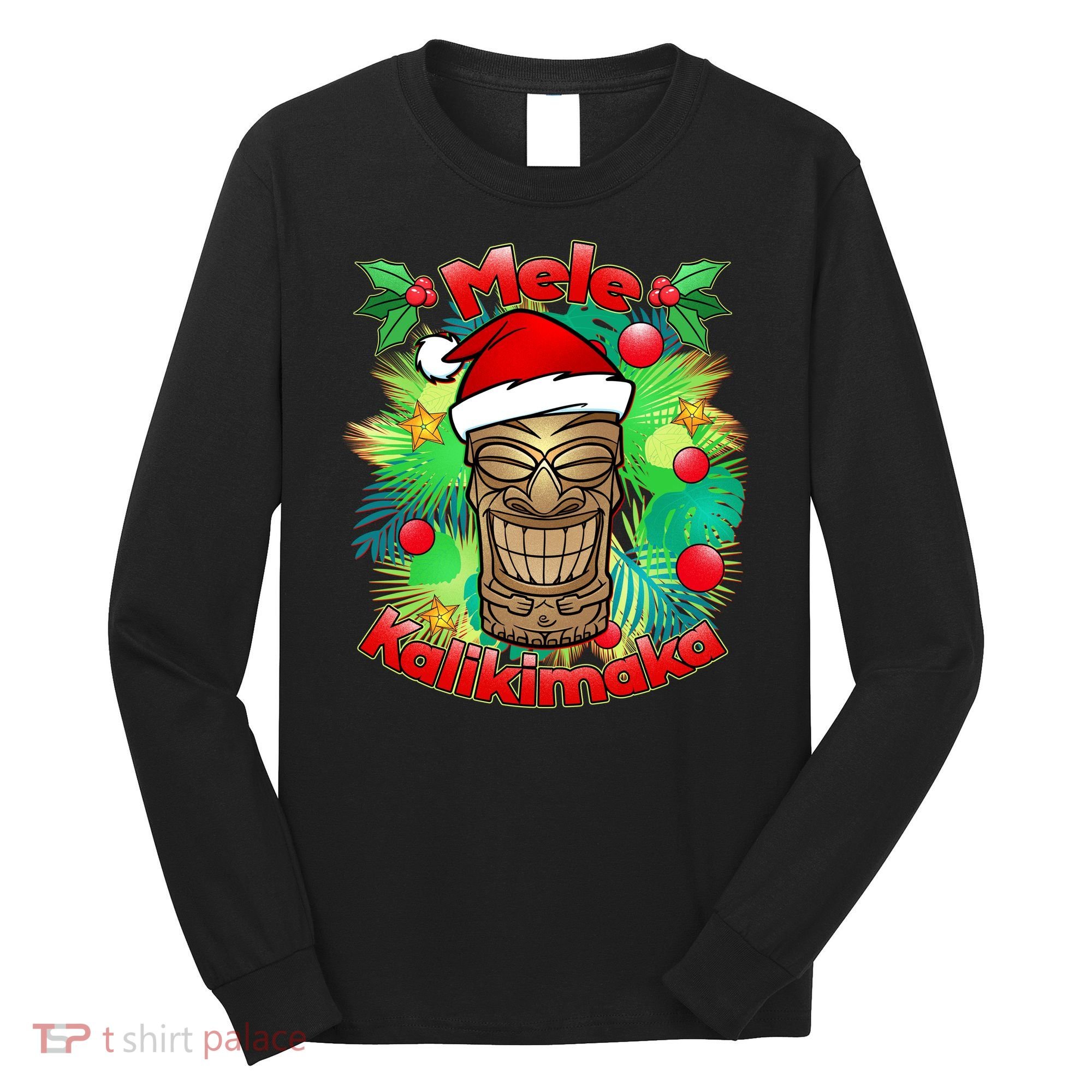 Christmas Tiki Mele Kalikimaka Long Sleeve Shirt
