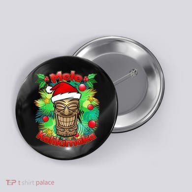 Christmas Tiki Mele Kalikimaka Button
