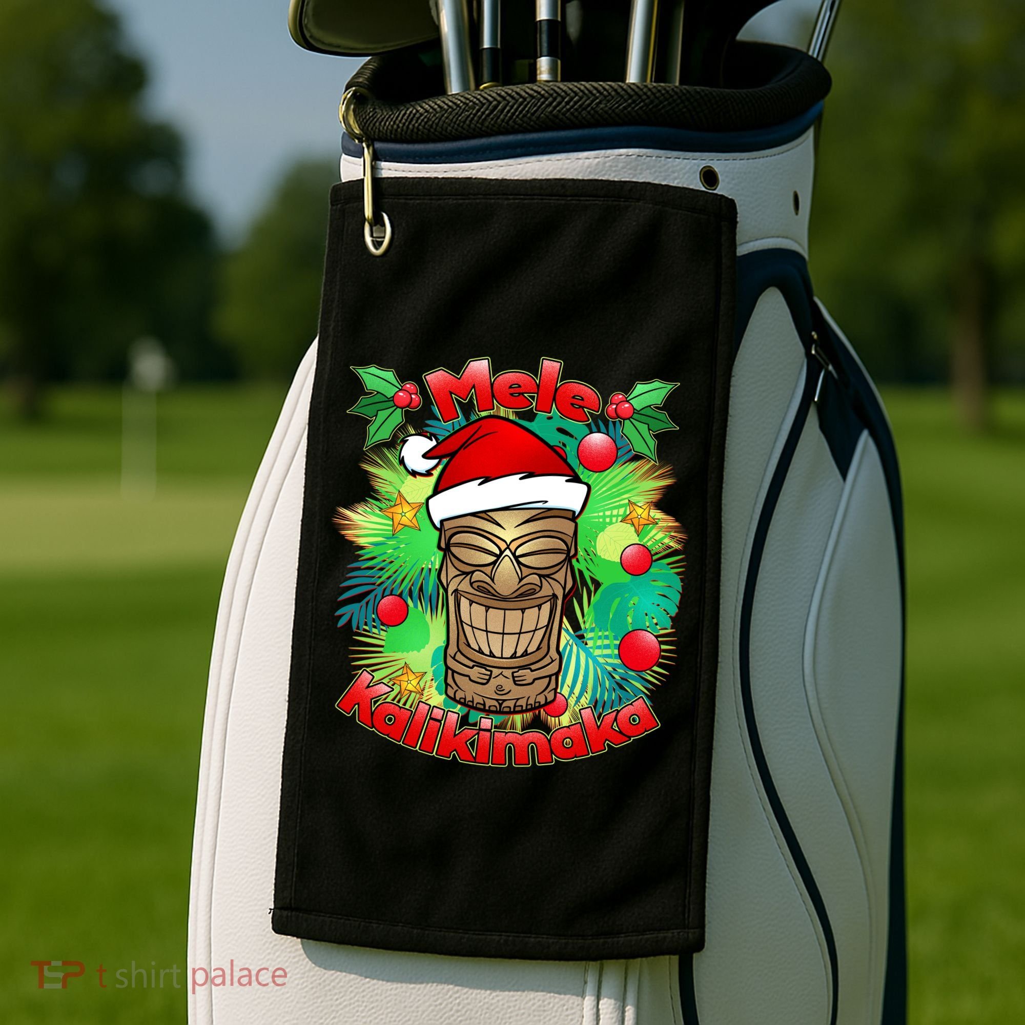 Christmas Tiki Mele Kalikimaka Golf Towel
