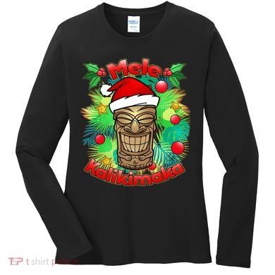 Christmas Tiki Mele Kalikimaka Women's Long Sleeve Shirt