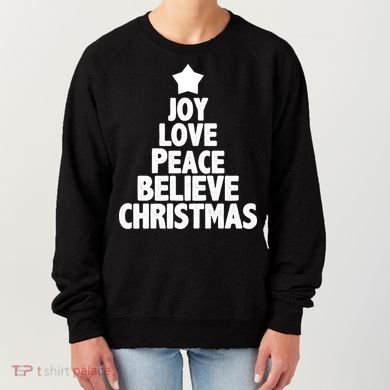 Christmas Tree Joy Love Peace Believe Women's Sweatshirt