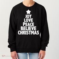 Christmas Tree Joy Love Peace Believe Women's Sweatshirt thumb 0
