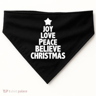 Christmas Tree Joy Love Peace Believe USA-Made Doggie Bandana