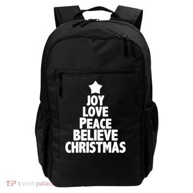 Christmas Tree Joy Love Peace Believe Backpack
