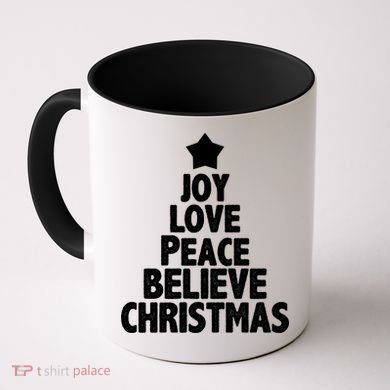 Christmas Tree Joy Love Peace Believe Coffee Mug