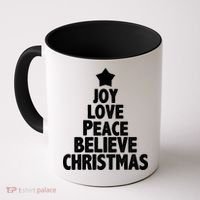 Christmas Tree Joy Love Peace Believe Coffee Mug thumb 0