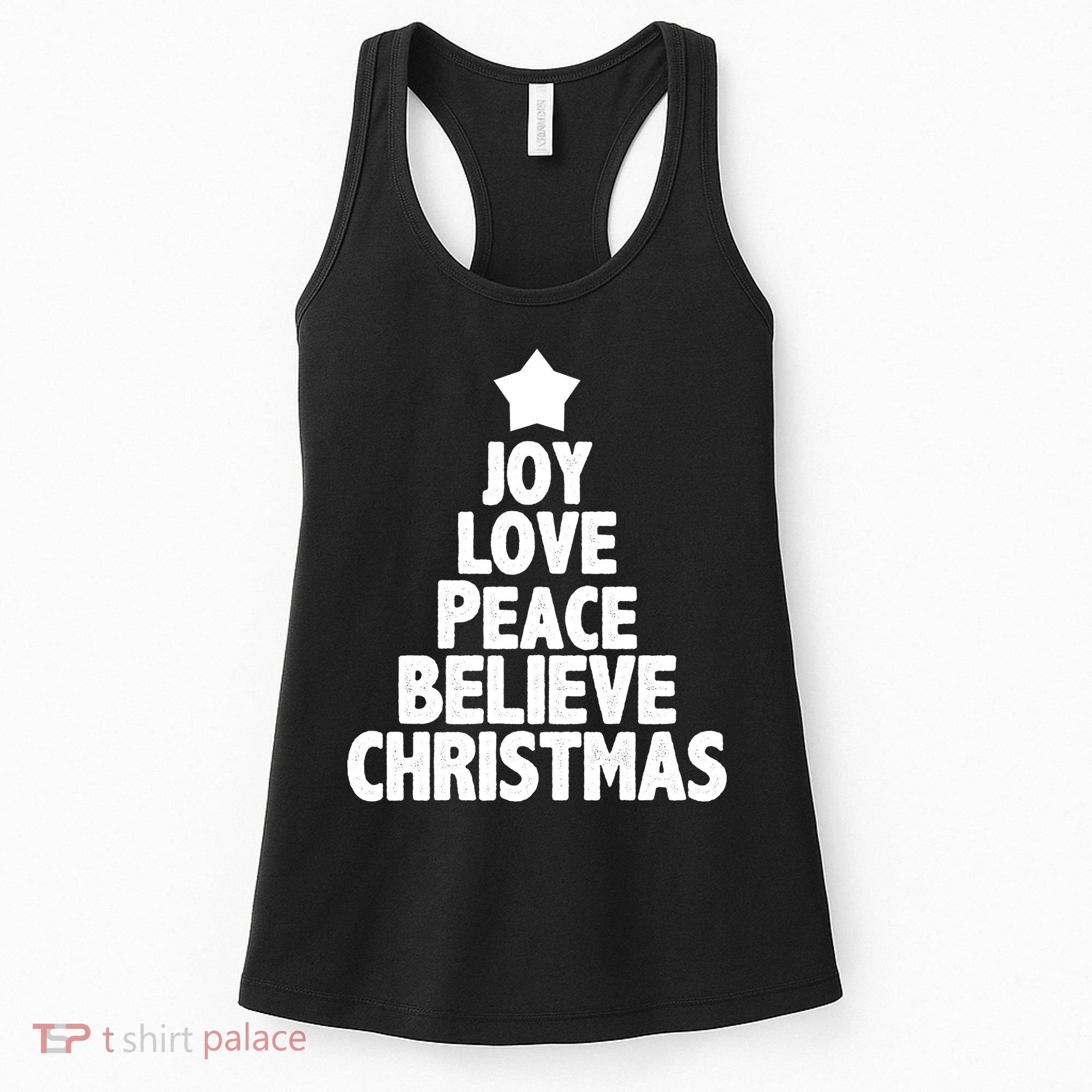 Christmas Tree Joy Love Peace Believe Women's Tank Top
