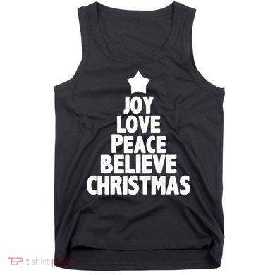 Christmas Tree Joy Love Peace Believe Tank Top