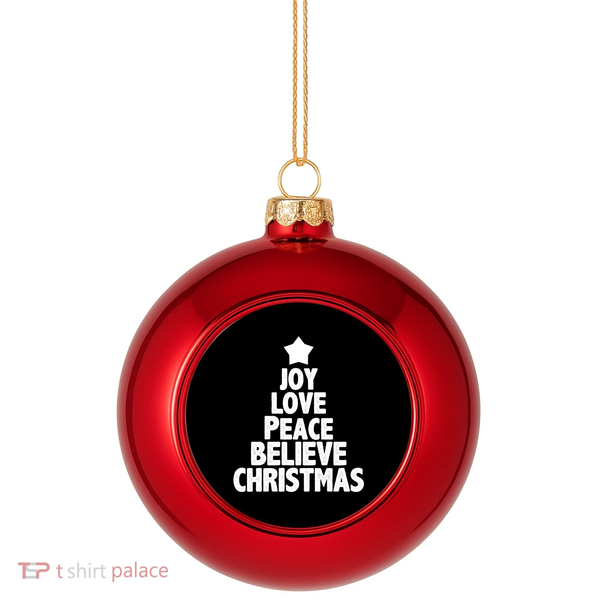 Christmas Tree Joy Love Peace Believe Plastic Christmas Ball Ornament