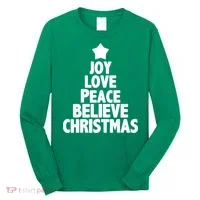 Christmas Tree Joy Love Peace Believe Long Sleeve Shirt thumb 0