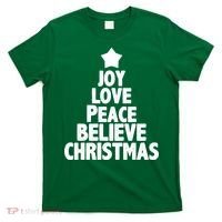 Christmas Tree Joy Love Peace Believe T-Shirt thumb 0