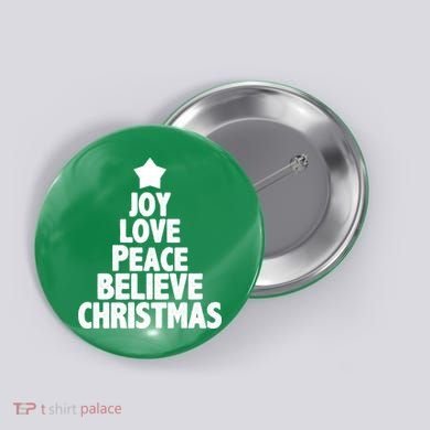 Christmas Tree Joy Love Peace Believe Button