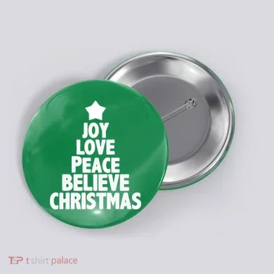Christmas Tree Joy Love Peace Believe Button