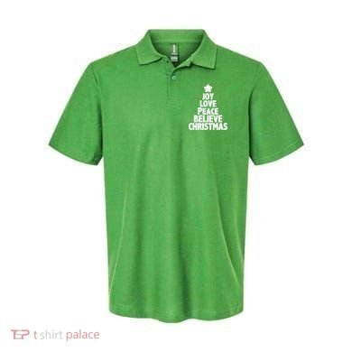 Christmas Tree Joy Love Peace Believe Polo