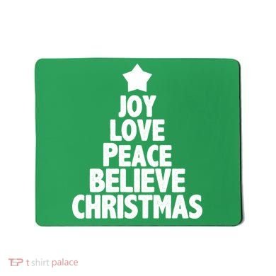 Christmas Tree Joy Love Peace Believe Mousepad