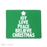 Christmas Tree Joy Love Peace Believe Mousepad thumb 0
