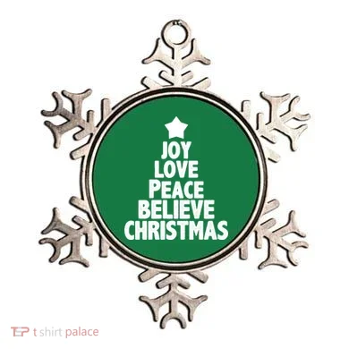 Christmas Tree Joy Love Peace Believe Ornament
