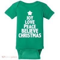 Christmas Tree Joy Love Peace Believe Baby Bodysuit thumb 0